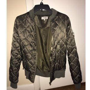 Dark green quilted bomber jacket